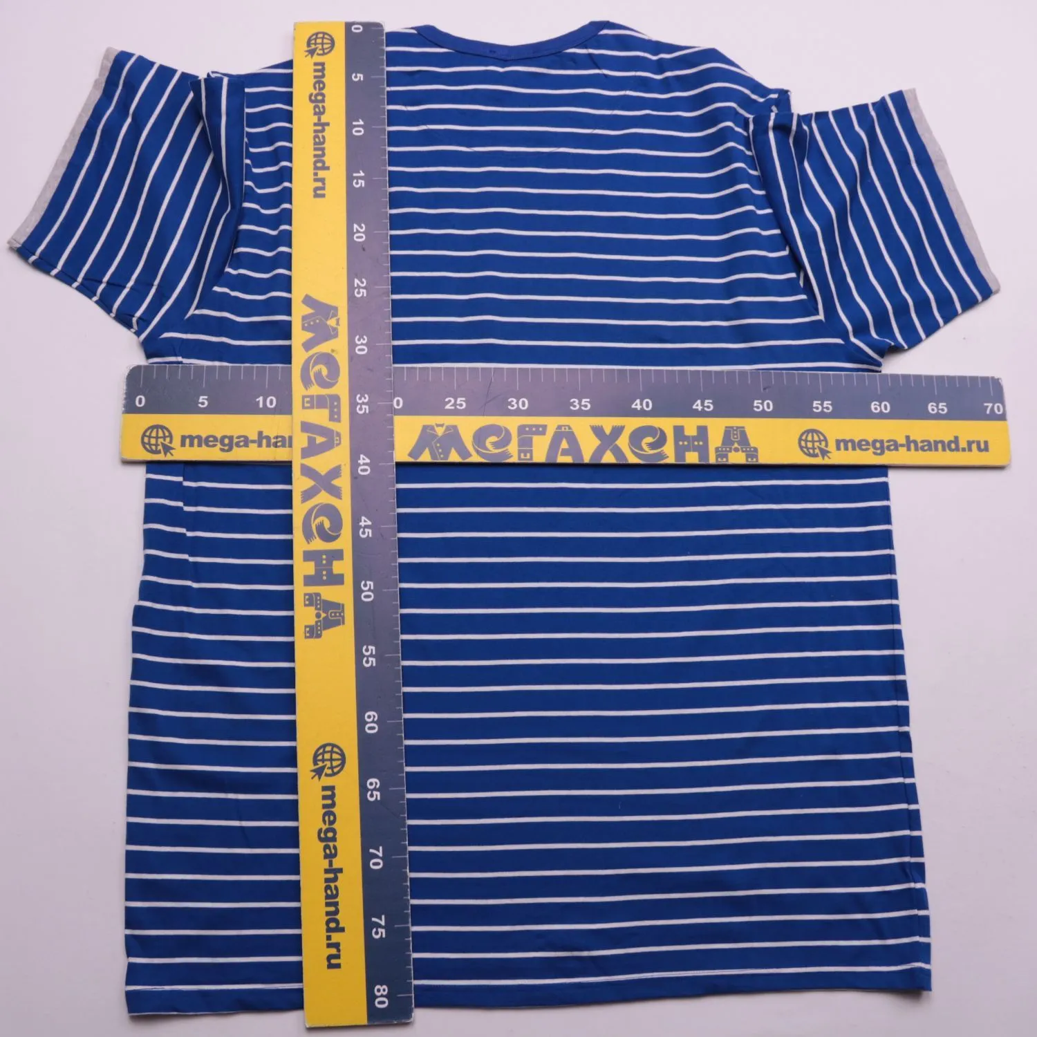 Синяя футболка Schiesser в полоску с карманом, размер 54 (XL)