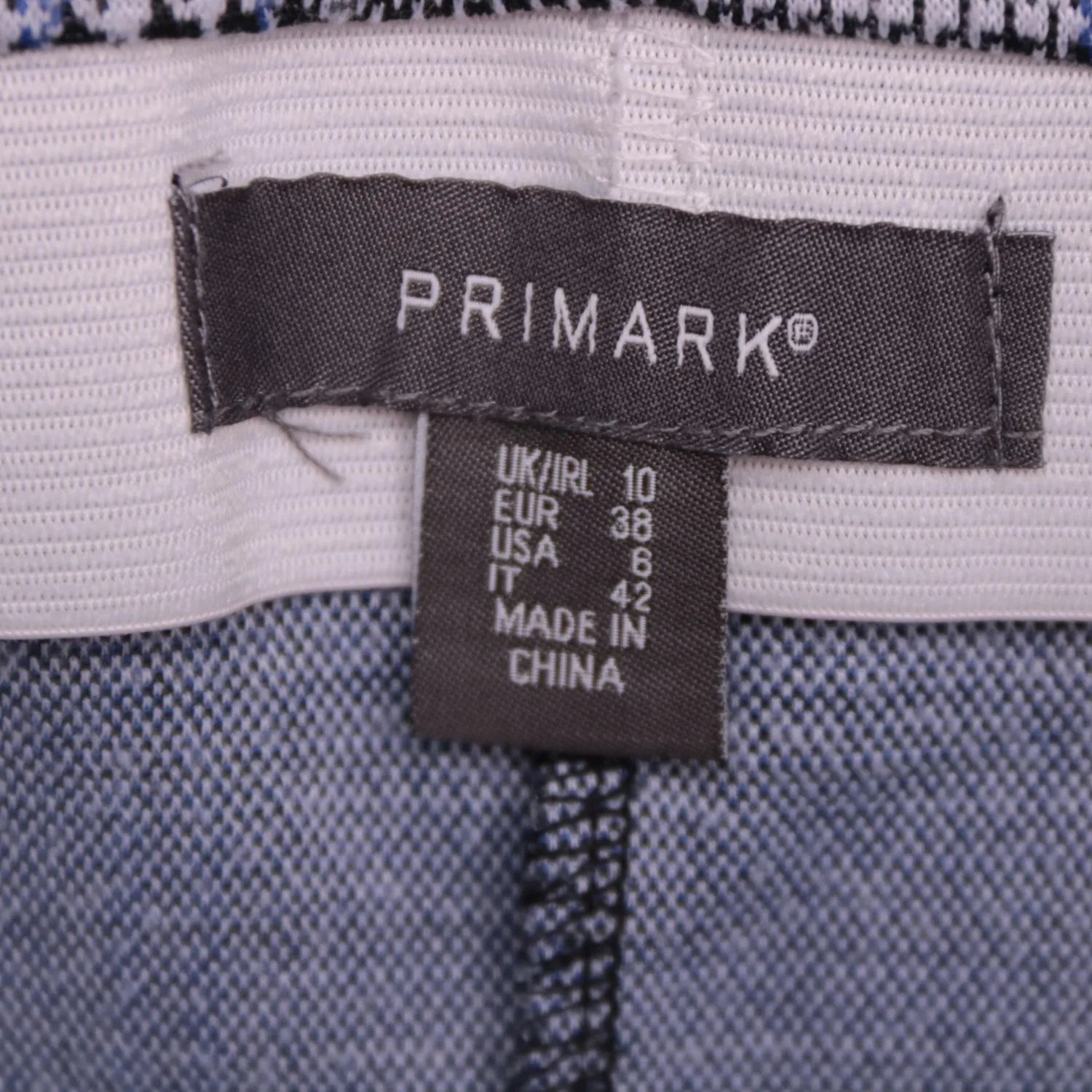 Серая юбка-мини PRIMARK в синюю клетку, размер 42 (S)